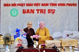 Hòa thượng Thích Duy Trấn thăm, chúc Tết đến Ban Trị sự GHPGVN tỉnh Bình Phước vào mùng 7 Tết Ất Tỵ
