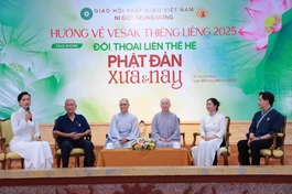 Chương trình đối thoại "Phật đản xưa và nay" nằm trong các hoạt động của Phân ban Ni giới T.Ư chào mừng Đại lễ Vesak Liên Hiệp Quốc 2025 - Ảnh: Trung Thắng