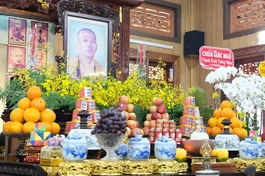 Di ảnh Hòa thượng Thích Nguyên Ngôn tôn trí tại chùa Khánh Vân - Ảnh: Chúc Nhật