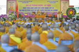 Quang cảnh Lễ tưởng niệm các anh hùng, liệt sĩ tại Khu Di tích lịch sử cấp Quốc gia Ngã Ba Giồng (H.Hóc Môn), ngày 27-8 trang nghiêm và trọng thể - Ảnh: Quảng Đạo/BGN