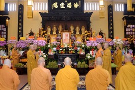 Trang nghiêm Lễ tưởng niệm Thượng tọa Thích Minh Phát tại tổ đình Ấn Quang (Q.10, TP.HCM) - Ảnh: Bảo Toàn/BGN