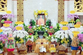 Giác linh đài Thượng tọa Thích Chơn Thanh tại chùa Phước Thiện (xã Bình Chánh, TP.HCM)