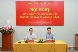 Hội nghị xin ý kiến về hồ sơ chính sách Luật Tín ngưỡng, tôn giáo (sửa đổi) do Ban Tôn giáo Chính phủ - Bộ Dân tộc và Tôn giáo tổ chức - Ảnh: Nguyên Tài/BGN