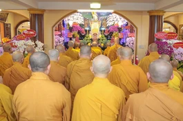 Trang nghiêm Lễ tưởng niệm 16 năm ngày Hòa thượng Thích Giác Khánh viên tịch - Ảnh: Nguyên Tài/BGN