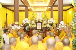 Trang nghiêm Lễ truy niệm Hòa thượng Thích Phước Minh tại chùa Long Hoa (P.Tam Kỳ) vào sáng nay, 15-5