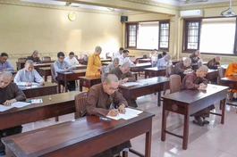 21 thí sinh dự thi thạc sĩ Phật học khóa X năm 2026 ở Cơ sở I (P.Đức Nhuận) - Học viện Phật giáo VN tại TP.HCM, ngày 14-8 - Ảnh: Nguyên Tài/BGN