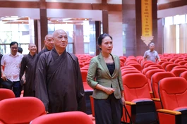 Phái đoàn Ban Tôn giáo Chính phủ khảo sát thực tế tại Đại giảng đường Minh Châu - nơi diễn ra lễ đài chính của Đại hội đại biểu Phật giáo toàn quốc lần thứ X, nhiệm kỳ 2026-2031 - Ảnh: Giác Sự