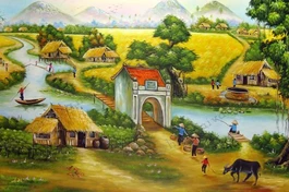 Tranh làng quê Việt Nam - Ảnh minh họa