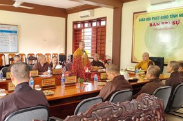 Quang cảnh phiên họp của Ban Thường trực Ban Trị sự Phật giáo Nghệ An
