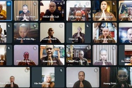 Chư tôn đức Ban Trị sự Phật giáo các huyện, thị, thành dự hội nghị trực tuyến ngày 30-9