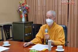 Trưởng lão Hòa thượng Thích Trí Quảng, Viện trưởng Học viện Phật giáo VN tại TP.HCM chủ trì buổi họp