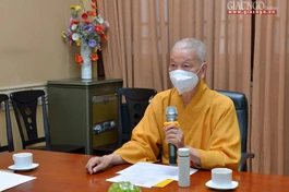 Trưởng lão Hòa thượng Thích Trí Quảng, Viện trưởng Học viện Phật giáo VN tại TP.HCM chủ trì buổi họp