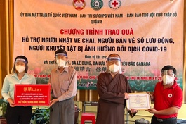 Phật giáo quận 8 trao quà hỗ trợ người yếu thế bị ảnh hưởng bởi dịch Covid-19