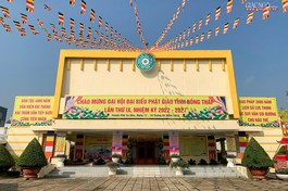 Hội trường Ủy ban MTTQVN TP.Sa Đéc, nơi diễn ra Đại hội đại biểu Phật giáo tỉnh Đồng Tháp lần IX
