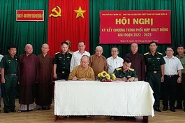 Lễ ký kết chương trình phối hợp hoạt động diễn ra tại Ban Chỉ huy Quân sự quận 8 (122 Lê Quyên, phường 5, quận 8, TP.HCM)