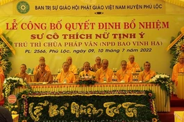 Thừa Thiên Huế: Bổ nhiệm Sư cô Thích nữ Tịnh Ý trụ trì chùa Pháp Vân