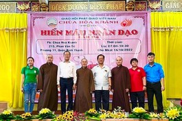 Ban Tổ chức chương trình Hiến máu nhân đạo tại chùa Hòa Khánh