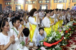 Phật tử dâng hương Tam bảo