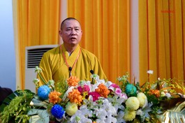 Thượng tọa Thích Tâm Đức (SN 1970), Ủy viên Hội đồng Trị sự, là vị giáo phẩm trẻ ở vai trò Chứng minh Ban Trị sự GHPGVN tỉnh - Ảnh: Quảng Đạo/BGN