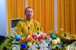 Thượng tọa Thích Tâm Đức (SN 1970), Ủy viên Hội đồng Trị sự, là vị giáo phẩm trẻ ở vai trò Chứng minh Ban Trị sự GHPGVN tỉnh - Ảnh: Quảng Đạo/BGN