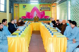 Đại đức Thích Nguyên Hiệp, Trưởng ban trị sự GHPGVN huyện Nga Sơn chủ trì hội nghị