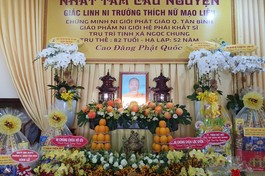 Giác linh đài cố Ni trưởng Thích nữ Mạo Liên tại tịnh xá Ngọc Chung