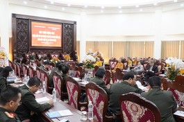 Quang cảnh Hội thảo “Phật giáo với sự nghiệp bảo vệ an ninh quốc gia, bảo đảm trật tự, an toàn xã hội” tại hội trường Trúc Lâm - Học viện Phật giáo VN tại Hà Nội