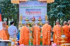 Khóa lễ cầu nguyện trước khi động thổ khởi công xây dựng Tăng xá chùa OmPăngSane
