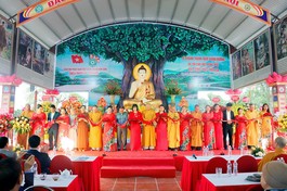 Cắt băng khánh thành ngôi giảng đường chùa Thiên Ân