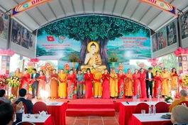 Cắt băng khánh thành ngôi giảng đường chùa Thiên Ân