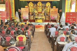 Hơn 200 Phật tử tham gia lớp giáo lý Phật học do Ban Trị sự GHPGVN H.Nho Quan tổ chức tại chùa Hồng Ân