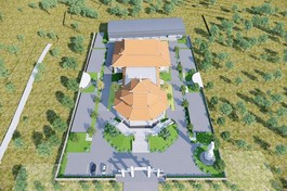 Phối cảnh tổng thể chánh điện và tổ đường Minh Đăng Quang tại tịnh xá Linh Sơn