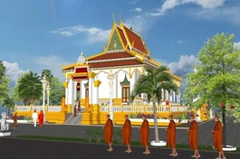 Mô hình chánh điện mới của chùa Kompong Đôn 
