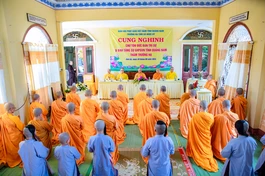 Hành giả Ni an cư tại trường hạ tịnh xá Ngọc Kỳ (TP.Tam Kỳ) cung đón chư tôn đức Ban Thường trực Ban Trị sự GHPGVN tỉnh Quảng Nam quang lâm