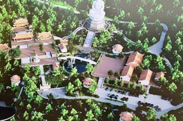 Phối cảnh tổng thể chùa Long Đàm, điểm nhấn là tôn tượng Đức Phật Bổn Sư Thích Ca Mâu Ni cao hơn 43m 