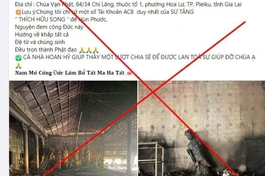 Mạo danh chùa Vạn Phật (Gia Lai) kêu gọi quyên góp sau trận hỏa hoạn