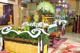 Giác linh đường - nơi tôn trí kim quan Trưởng lão Hòa thượng Thích Thiện Lạc - Ảnh: Nguyên Tài/BGN