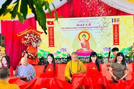 Cắt băng khánh thành ngôi đại hùng bảo điện chùa A Nậu