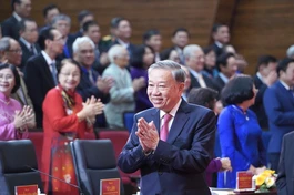 Tổng Bí thư Tô Lâm dự Lễ công bố nghị quyết thành lập TP.HCM mới tại Học viện Cán bộ TP.HCM, sáng nay 30-6 - Ảnh: Nguyễn Anh