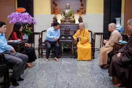 Đức Pháp chủ GHPGVN tiếp Thứ trưởng Nguyễn Hải Trung cùng phái đoàn Bộ Dân tộc và Tôn giáo, Ban Tôn giáo Chính phủ - Ảnh: Nguyện Truyền/BGN