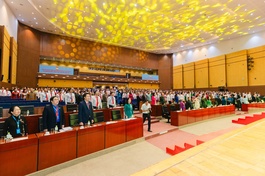 Trọng thể khai mạc Đại hội đại biểu MTTQVN TP.HCM lần thứ I, nhiệm kỳ 2025-2030 tại Trung tâm Hội nghị triển lãm Bình Dương (phường Bình Dương, TPHCM) - Ảnh: BTC