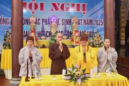 Chư tôn đức chứng minh lễ tổng kết công tác Phật sự năm 2025 của Phân ban Gia đình Phật tử tỉnh Hưng Yên