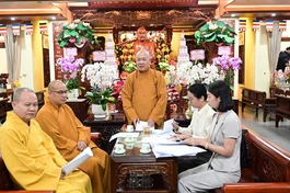 Hòa thượng Thích Quảng Tùng, Phó Chủ tịch Hội đồng Trị sự, Trưởng ban Trị sự GHPGVN TP.Hải Phòng chủ trì hội nghị