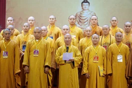 Tân Ban Trị sự GHPGVN tỉnh Hà Tĩnh, nhiệm kỳ 2026-2031 ra mắt và phát biểu nhận nhiệm vụ tại đại hội - Ảnh: Quảng Hậu/BGN