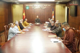 Thượng tọa Thích Quang Thạnh đúc phát biểu tại buổi họp chuẩn bị ngày ra mắt chính thức của Ban