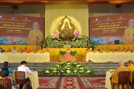 Sáng 11-6, hội thảo khoa học với chủ đề “Phong trào Phật giáo năm 1963 và 60 năm Bồ-tát Thích Quảng Đức vị pháp thiêu thân” đã chính thức khai mạc tại đại giảng đường Minh Châu - cơ sở II Học viện Phật giáo VN tại TP.HCM - Ảnh: Bảo Toàn