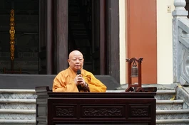 Hòa thượng Thích Lệ Trang, Chánh Chủ đàn Đại giới đàn Bửu Huệ giáo giới các giới tử - Ảnh: Quảng Hậu/BGN