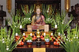 Pháp tướng Trưởng lão Hòa thượng Thích Hành Trụ tại Tổ đường chùa Viên Giác - Ảnh: Bảo Toàn/BGN