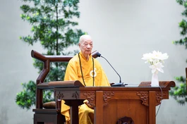 Đức Pháp chủ GHPGVN - Đại lão Hòa thượng Thích Trí Quảng, Viện trưởng Học viện Phật giáo VN tại TP.HCM - Ảnh: Nhân Hòa