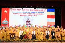 Tân Ban Trị sự GHPGVN TP.Hải Phòng, nhiệm kỳ 2026-2031 ra mắt đại hội - Ảnh: Quảng Hậu/BGN